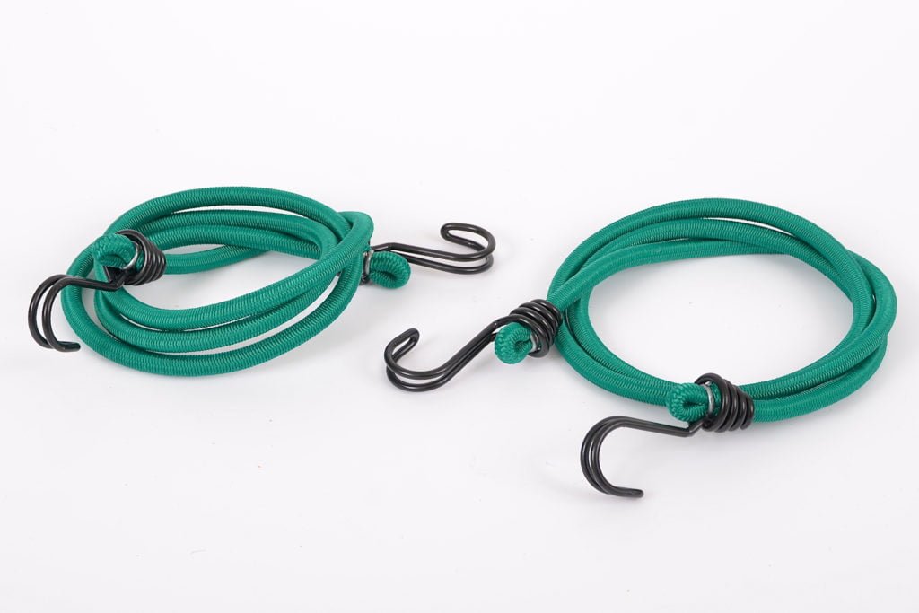 2 X 8mm X 120Cm Green Reverse Hook Luggage Elastics
