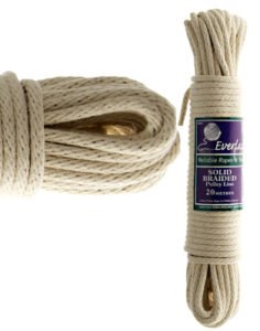 EVERLASTO Natural Cotton Pulley Line 5.5mm, 20M - Made In UK With Synthetic Core For Strength