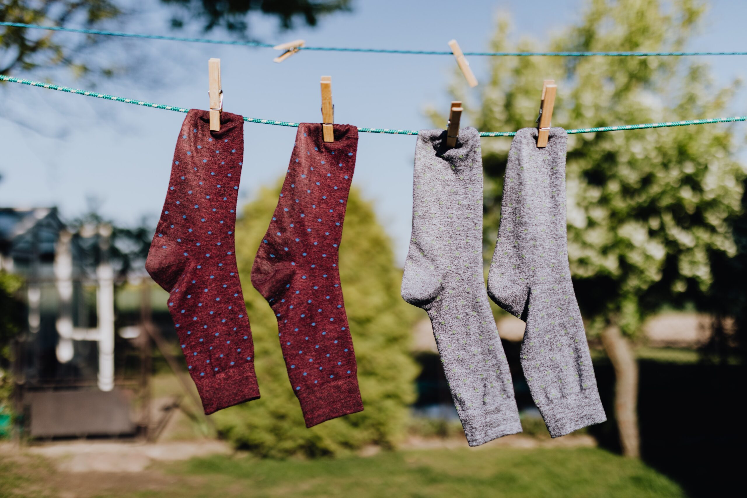 Socks on rope washing line