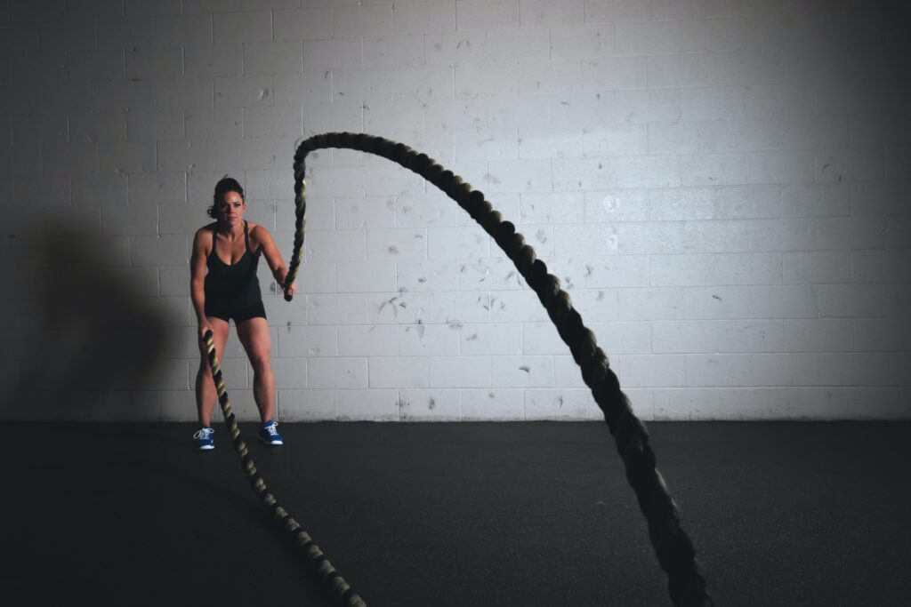 woman working out with rope